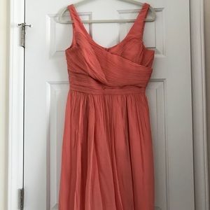 J Crew Coral Sleeveless Dress in Silk Chiffon